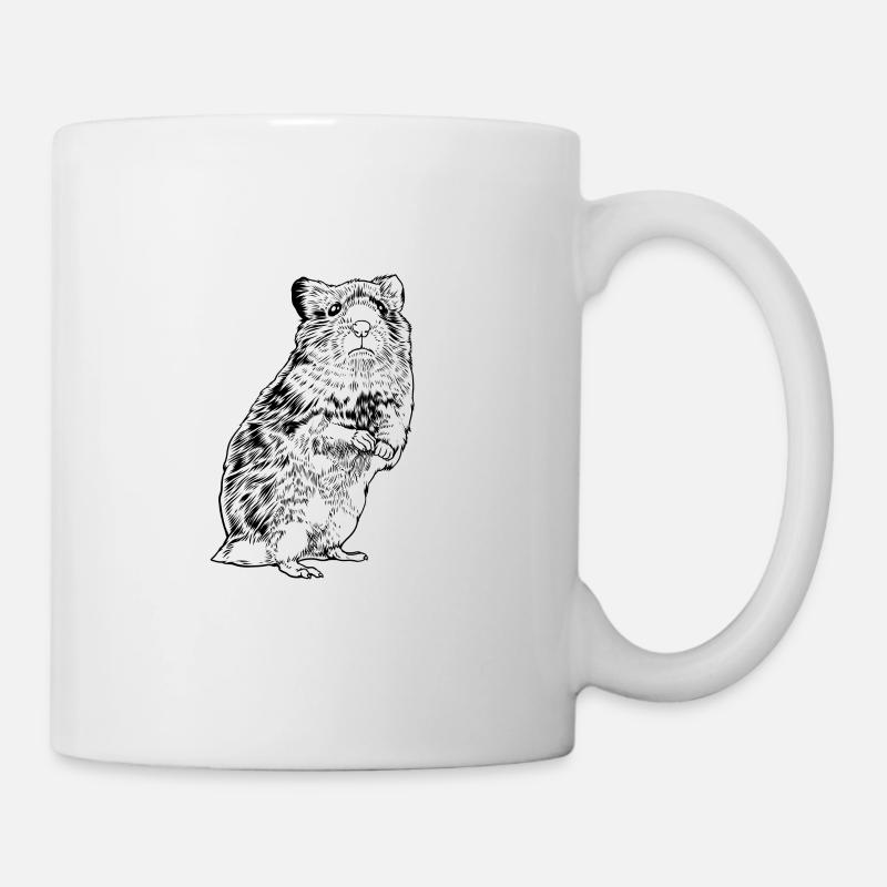 Strichzeichnung - Hamster - Tasse - Weiß