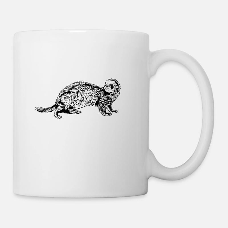 Dessin noir et blanc - Furet - Mug blanc - blanc