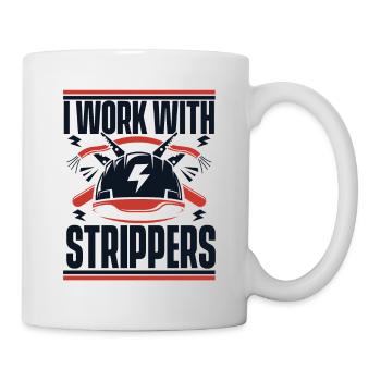 Je travaille avec des décapants, des électroniciens, des électriciens - Mug blanc - blanc - Droite