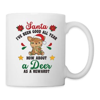 Ich will ein Reh zu Weihnachten süße Rehe - Tasse - Weiß - Rechts