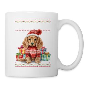 Cocker Spaniel Hund Feliz Navidog - Feliz Navidad - Tasse - Weiß - Rechts