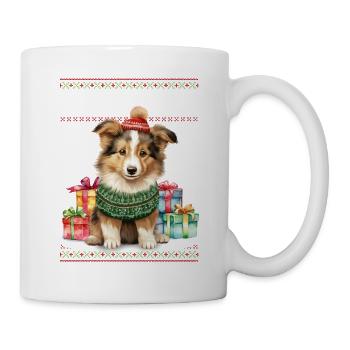 Collie-Hund Feliz Navidog - Feliz Navidad Weihnachten - Tasse - Weiß - Rechts