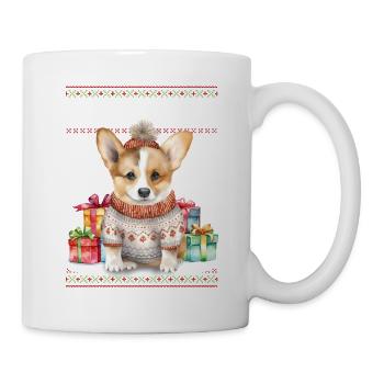 Corgi-Hund Feliz Navidog - Feliz Navidad Weihnachten - Tasse - Weiß - Rechts