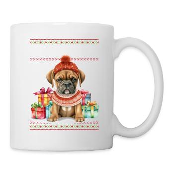 Boxerhund Feliz Navidog - Feliz Navidad Weihnachten - Tasse - Weiß - Rechts