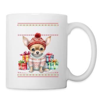 Chihauhau Hund Feliz Navidog - Feliz Navidad Christ - Tasse - Weiß - Rechts