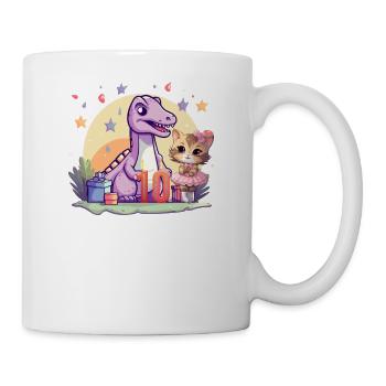 Mädchen Ballett-Dinosaurier Katze 10 Jahre alt 10 - Tasse - Weiß - Rechts