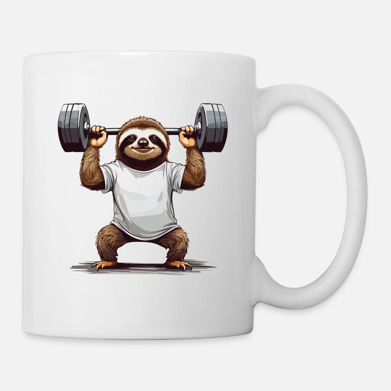 Faultier Bodybuilder Gym Humor Design - Tasse - Weiß