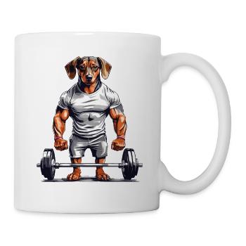 Muscle Dachshund Bodybuilder Dog Love Dog Design - Mug - white - Right