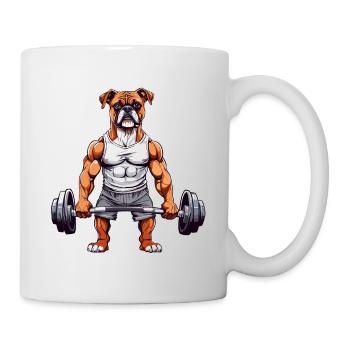 Muscle Boxer Dog Bodybuilding Fun - Mug - white - Right