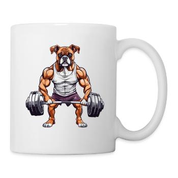 Muskel Boxer Hund Athletisches Fitness Design - Tasse - Weiß - Rechts