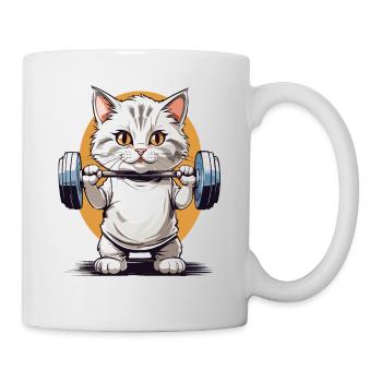 Bodybuilder Cat Barbell Fitness Design - Mug blanc - blanc - Droite