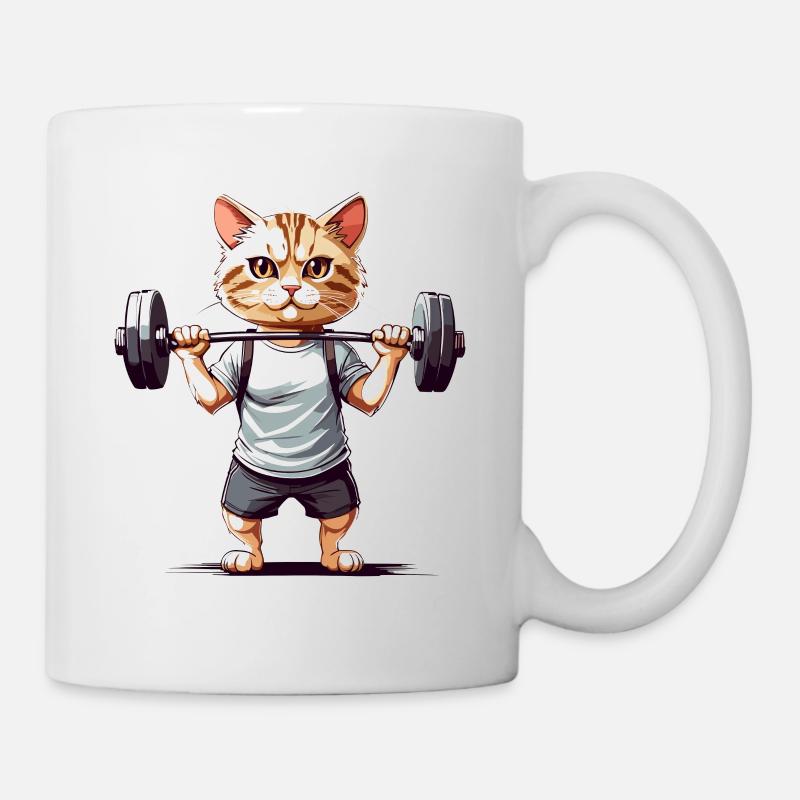 Conception d’humour de gymnase de chat musclé - Mug blanc - blanc