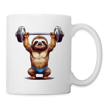Sloth Bodybuilder Fitness Fun Design - Mug - white - Right