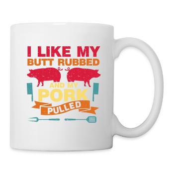 BBQ Pulled Pork Schwein Grill - Tasse - Weiß - Rechts