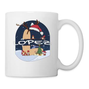 Toller Lopez-Name mit Weihnachtsmütze im Weihnachtsthema - Tasse - Weiß - Rechts