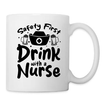 Funny Nurse - La sécurité d’abord boire avec une infirmière - Mug blanc - blanc - Droite