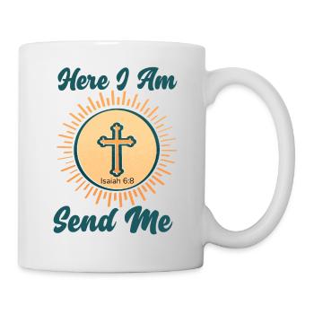 Hier bin ich, sende mir Jesaja 6,8 Bibellehrer - Tasse - Weiß - Rechts