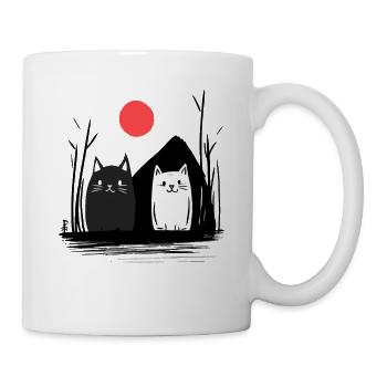 Japan Red Sun and Cute Manga Cats - Mug - white - Right