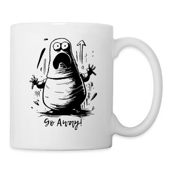 Ängstliches, lustiges, molliges Monster, Geh weg - Tasse - Weiß - Rechts