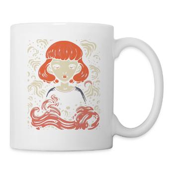 Gravure sur bois Comic Art Portrait d’une femme - Mug blanc - blanc - Droite