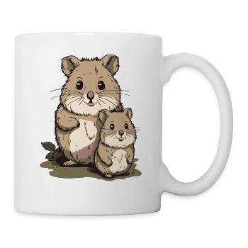 Chinchilla rongeur mère et enfant - Mug blanc - blanc - Droite