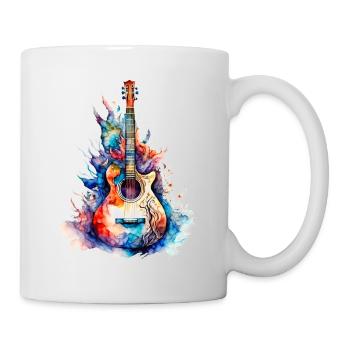 Eine schöne Musik Gitarre gemalt in Wasserfarben - Tasse - Weiß - Rechts