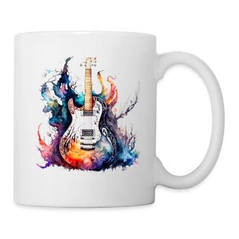 Eine schöne Musik Gitarre gemalt in Wasserfarben - Tasse - Weiß - Rechts