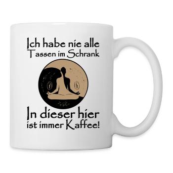 Verrückt nach Kaffee - nie alle Tassen im Schrank - Tasse - Weiß - Rechts