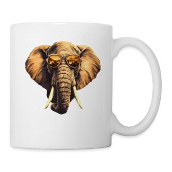 Stilvoller Afrikanischer Elefant mit Sonnenbrille - Tasse - Weiß - Rechts