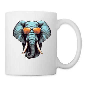 Cooler Afrikanischer Elefant mit Sonnenbrille und - Tasse - Weiß - Rechts