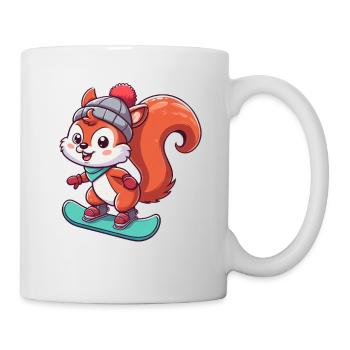 Winter Adventures with Squirrels – Snowboarding Fun - Mug - white - Right
