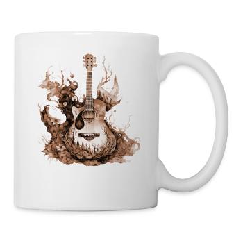 Eine schöne Musik Gitarre gemalt in Wasserfarben - Tasse - Weiß - Rechts