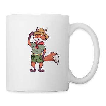 Cartoon Fuchs ist Pfadfinder - Tasse - Weiß - Rechts