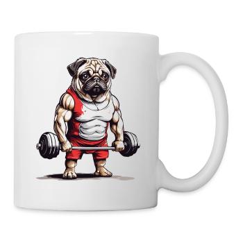 Entraînement de carlin musculaire avec amour de chien - Mug blanc - blanc - Droite