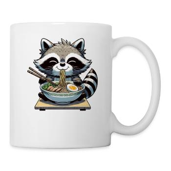 cute raccoon eats ramen noodles raccoon ramen - Mug - white - Right