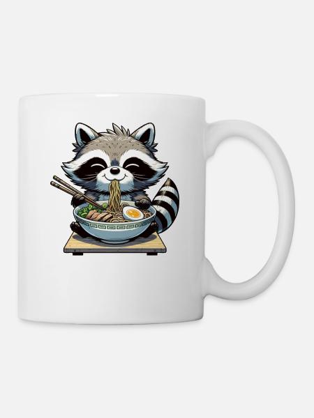 süße Waschbär isst Ramen Nudeln Waschbären Ramen - Tasse - Weiß