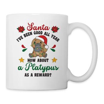 Ich will ein Schnabeltier zu Weihnachten süße - Tasse - Weiß - Rechts
