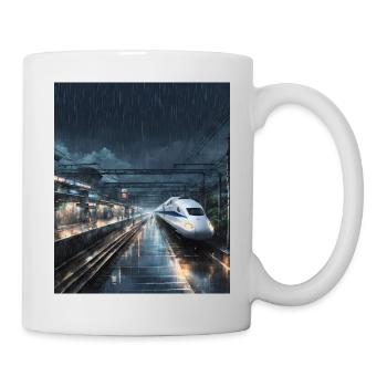 Japan Zug Regen Nacht - Tasse - Weiß - Rechts