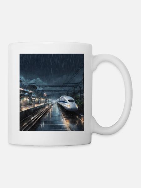 Japan Train Rainy Night - Mug - white