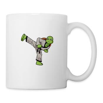 Cartoon Schildkröte macht Hapkido - Tasse - Weiß - Rechts