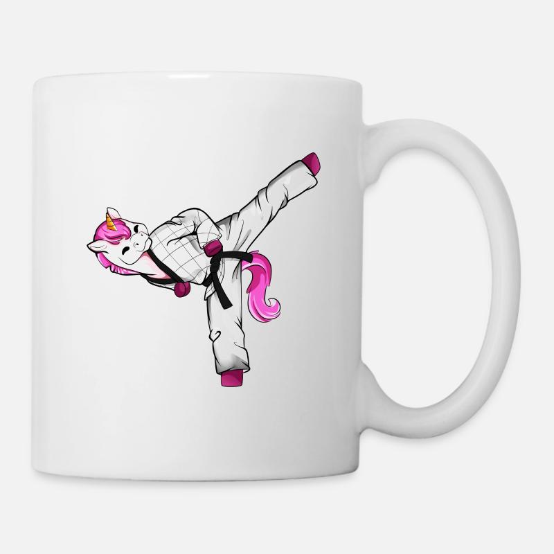 Cartoon Einhorn macht Hapkido - Tasse - Weiß