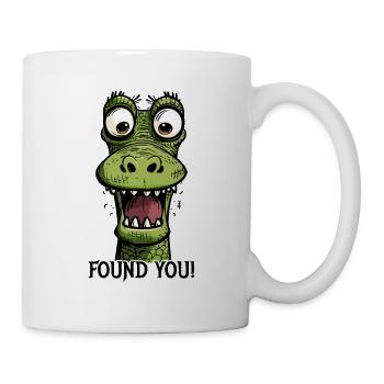 Habe Dich gefunden! Ein lustiger Cartoon-Drache - Tasse - Weiß - Rechts