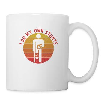 Ich mache alle meine Stunts selbst, werde gesund Lustige Verletzung Arm - Tasse - Weiß - Rechts