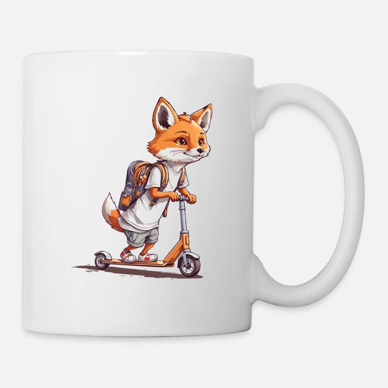 Adventure Fox Premier jour d’école Scooter Design - Mug blanc - blanc