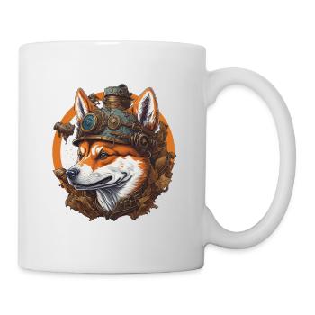 Steampunk Shiba Dog Vintage Machine Dog Design - Mug - white - Right
