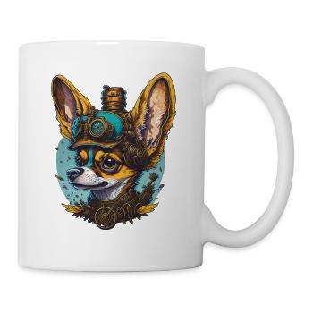 Steampunk Chihuahua Mechanical Dog Dog Art - Mug - white - Right