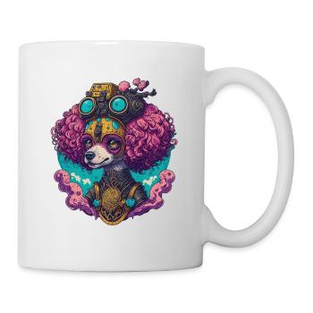 Steampunk Pudel Hund Viktorianischer Hunde Stil - Tasse - Weiß - Rechts