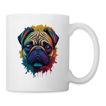 Mops Hund Kunst Ästhetik Design - Tasse - Weiß - Rechts