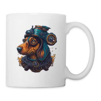 Conception artistique de chien teckel Steampunk rétro - Mug blanc - blanc - Droite