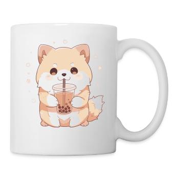 Kawaii Corgi Hund trinkt Boba Bubble Tea Chibi - Tasse - Weiß - Rechts